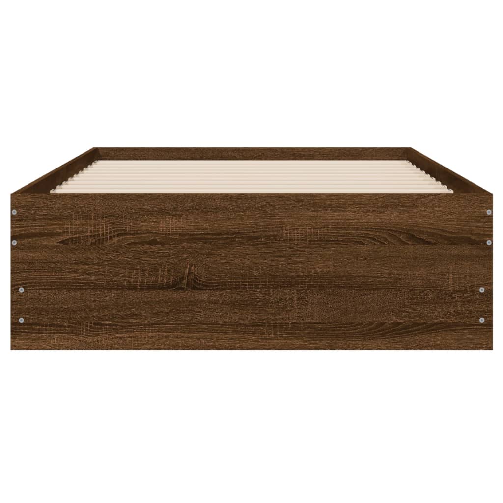 Bedframe met lades bewerkt hout bruineikenkleurig 90x200 cm 90 x 200 cm bruin eikenkleur