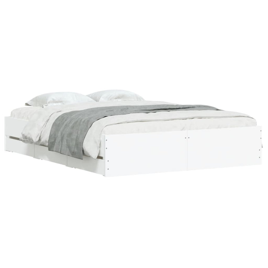 Bedframe met lades bewerkt hout wit 140x190 cm