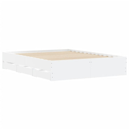 Bedframe met lades bewerkt hout wit 140x190 cm
