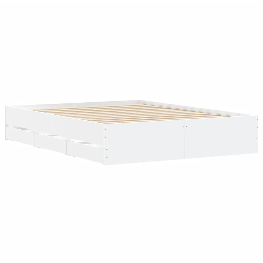 Bedframe met lades bewerkt hout wit 140x190 cm