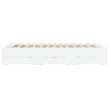 Bedframe met lades bewerkt hout wit 140x190 cm