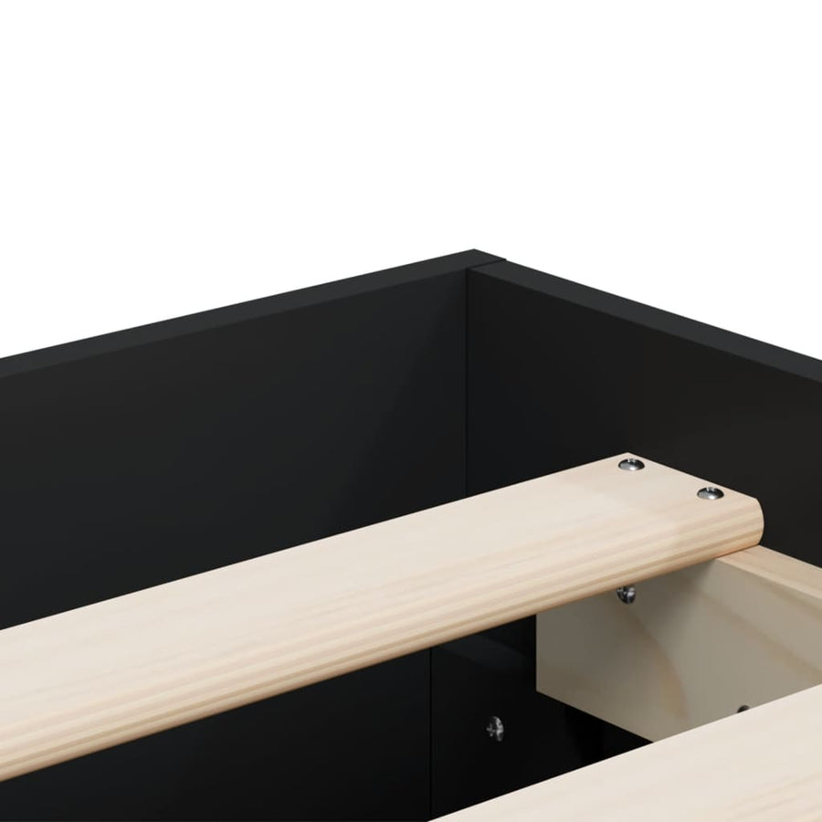 Bedframe met lades bewerkt hout zwart 140x190 cm
