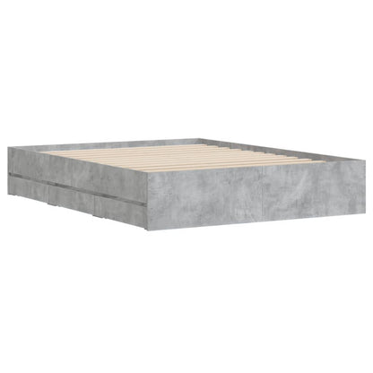 Bedframe met lades bewerkt hout betongrijs 140x190 cm