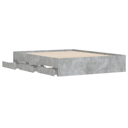 Bedframe met lades bewerkt hout betongrijs 140x190 cm