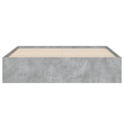 Bedframe met lades bewerkt hout betongrijs 140x190 cm