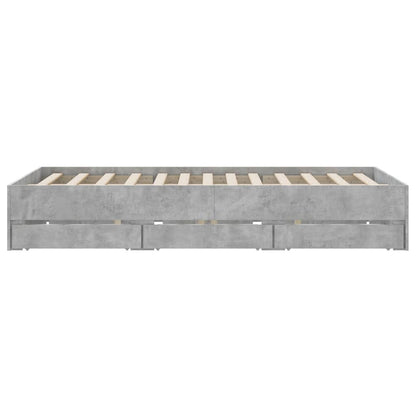 Bedframe met lades bewerkt hout betongrijs 140x190 cm
