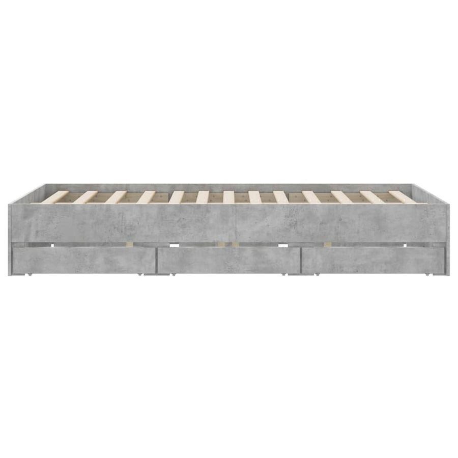 Bedframe met lades bewerkt hout betongrijs 140x190 cm
