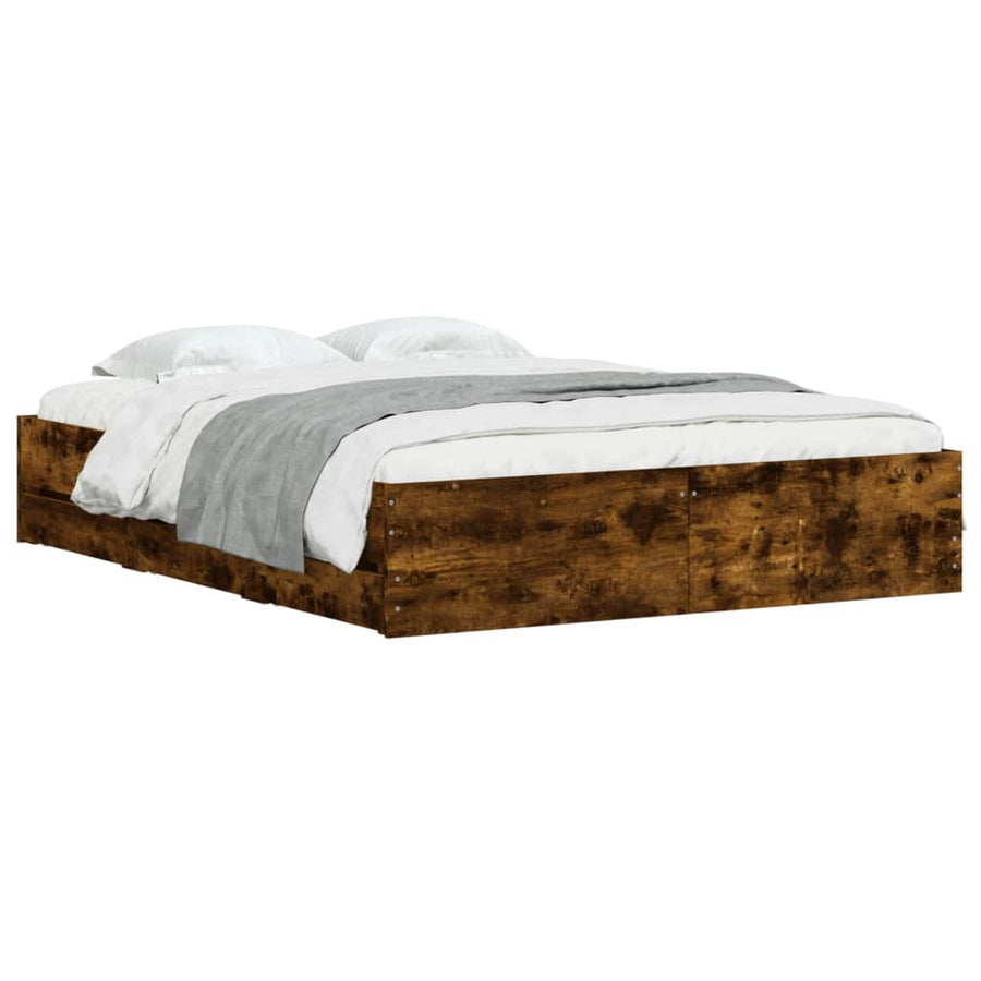 Bedframe met lades bewerkt hout gerookt eikenkleurig 140x190 cm