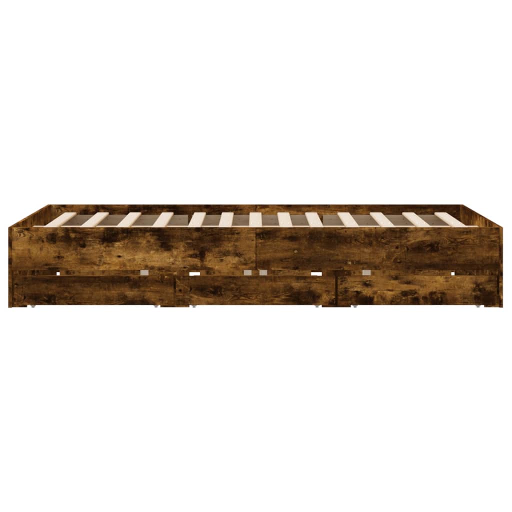 Bedframe met lades bewerkt hout gerookt eikenkleurig 140x190 cm