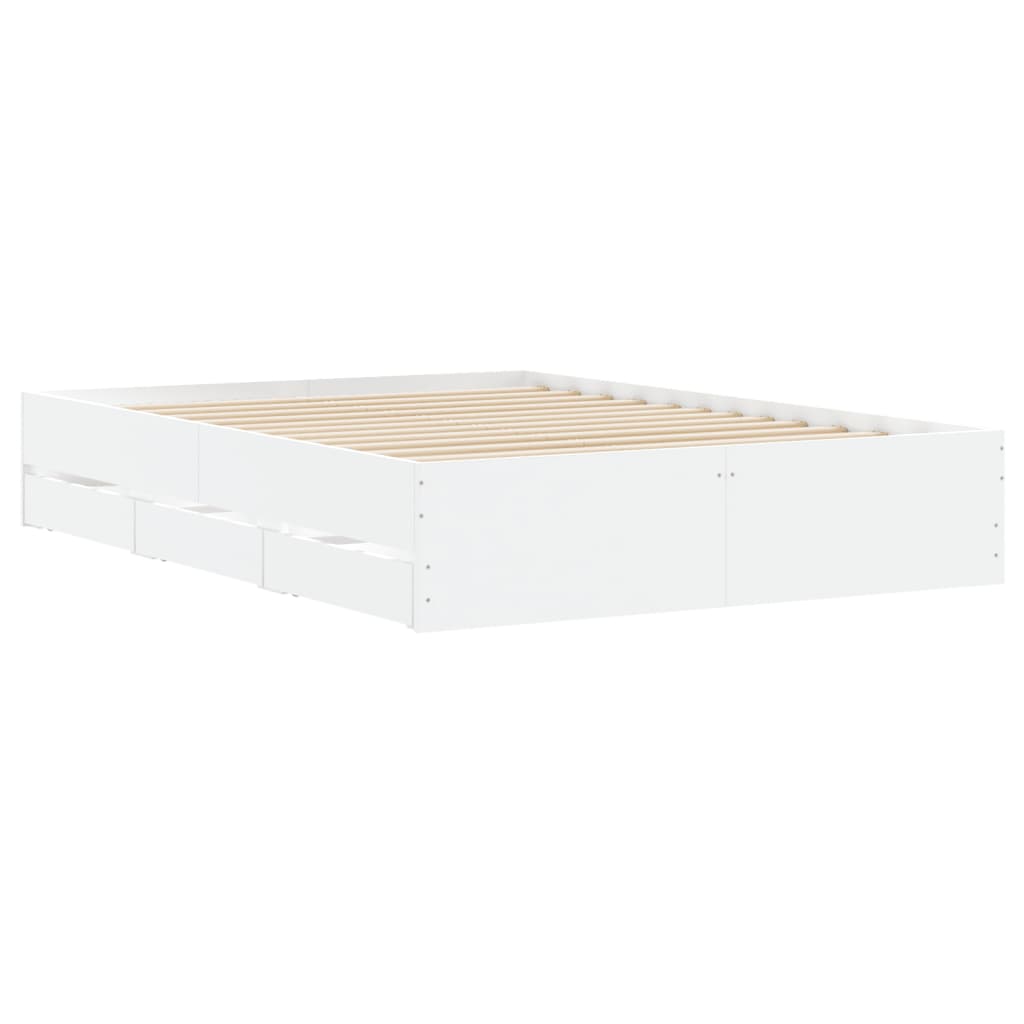 Bedframe met lades bewerkt hout wit 135x190 cm