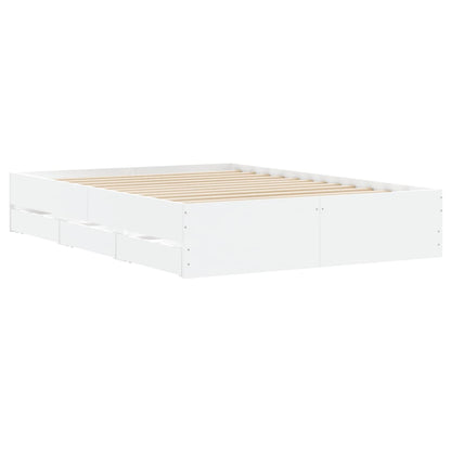 Bedframe met lades bewerkt hout wit 135x190 cm