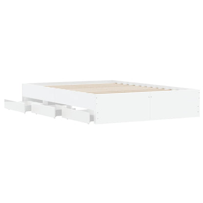 Bedframe met lades bewerkt hout wit 135x190 cm