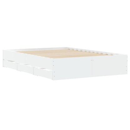 Bedframe met lades bewerkt hout wit 135x190 cm