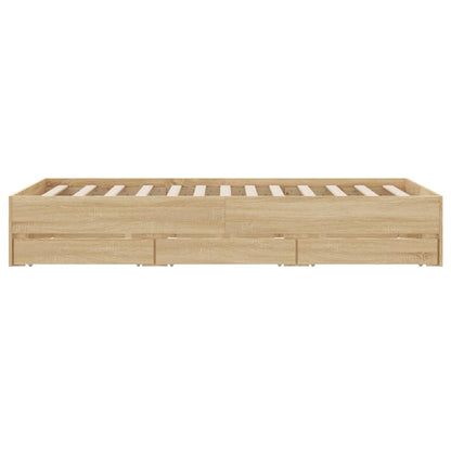 Bedframe Met Lades Bewerkt Hout Kleurig 135 x 190 cm
