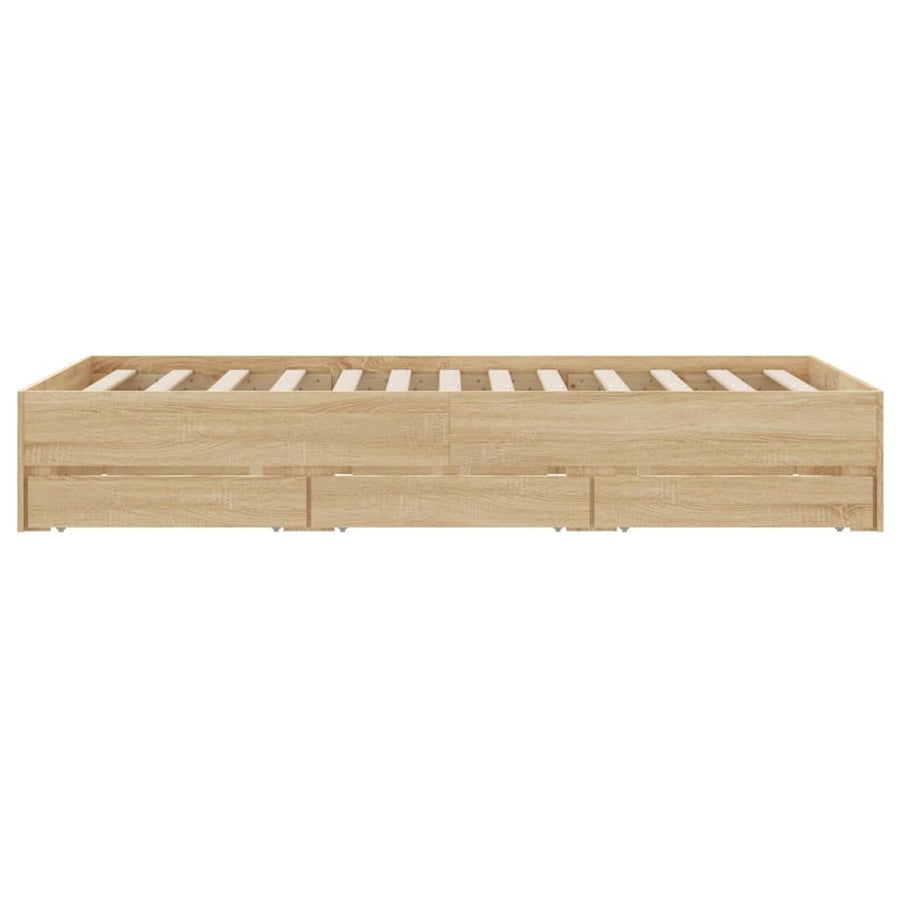 Bedframe Met Lades Bewerkt Hout Kleurig 135 x 190 cm