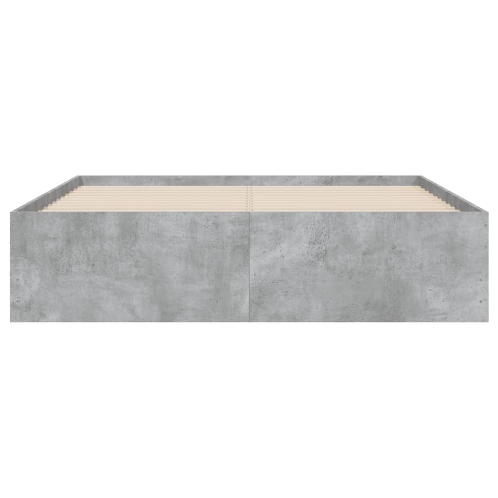 Bedframe met lades bewerkt hout betongrijs 135x190 cm 135 x 190 cm Betongrijs