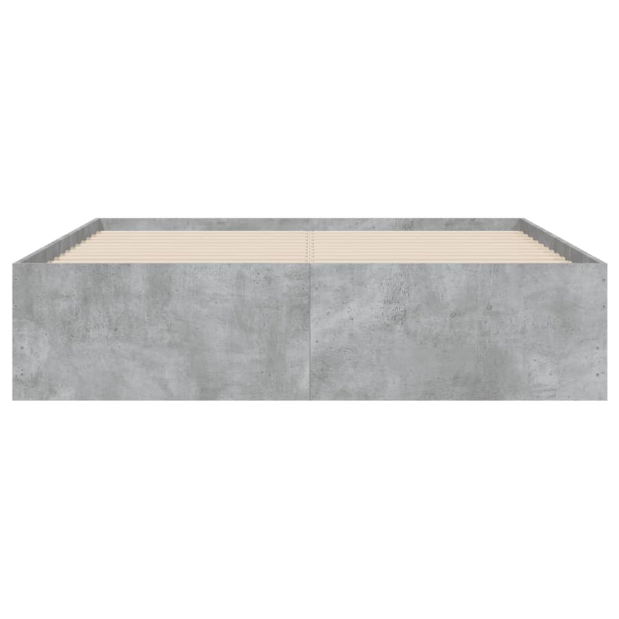Bedframe met lades bewerkt hout betongrijs 135x190 cm 135 x 190 cm Betongrijs