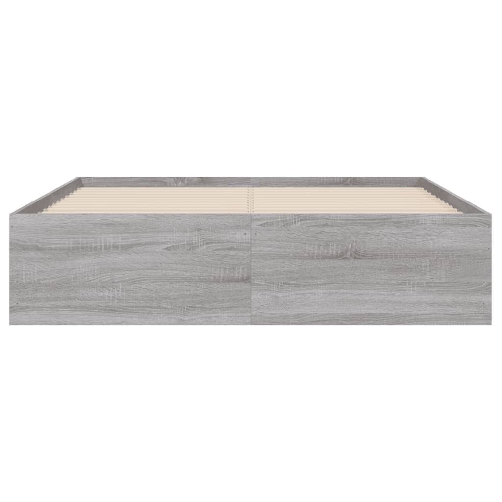 Bedframe met lades bewerkt hout grijs sonoma eiken 135x190 cm 135 x 190 cm Grijs sonoma