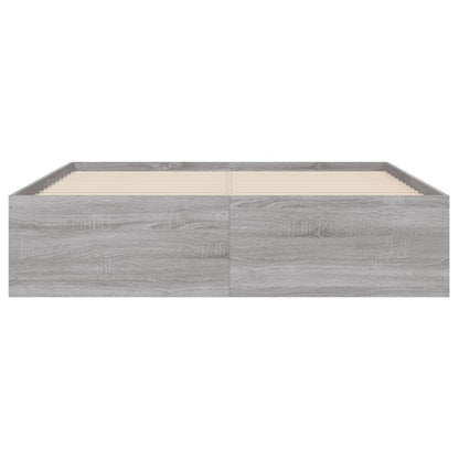 Bedframe met lades bewerkt hout grijs sonoma eiken 135x190 cm 135 x 190 cm Grijs sonoma
