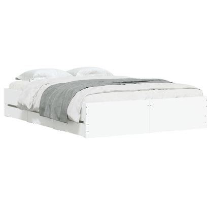 Bedframe met lades bewerkt hout wit 120x190 cm