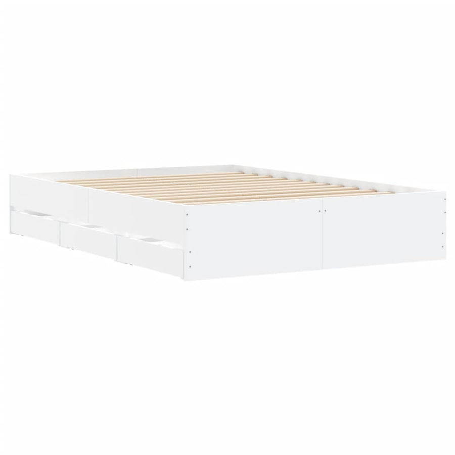 Bedframe met lades bewerkt hout wit 120x190 cm