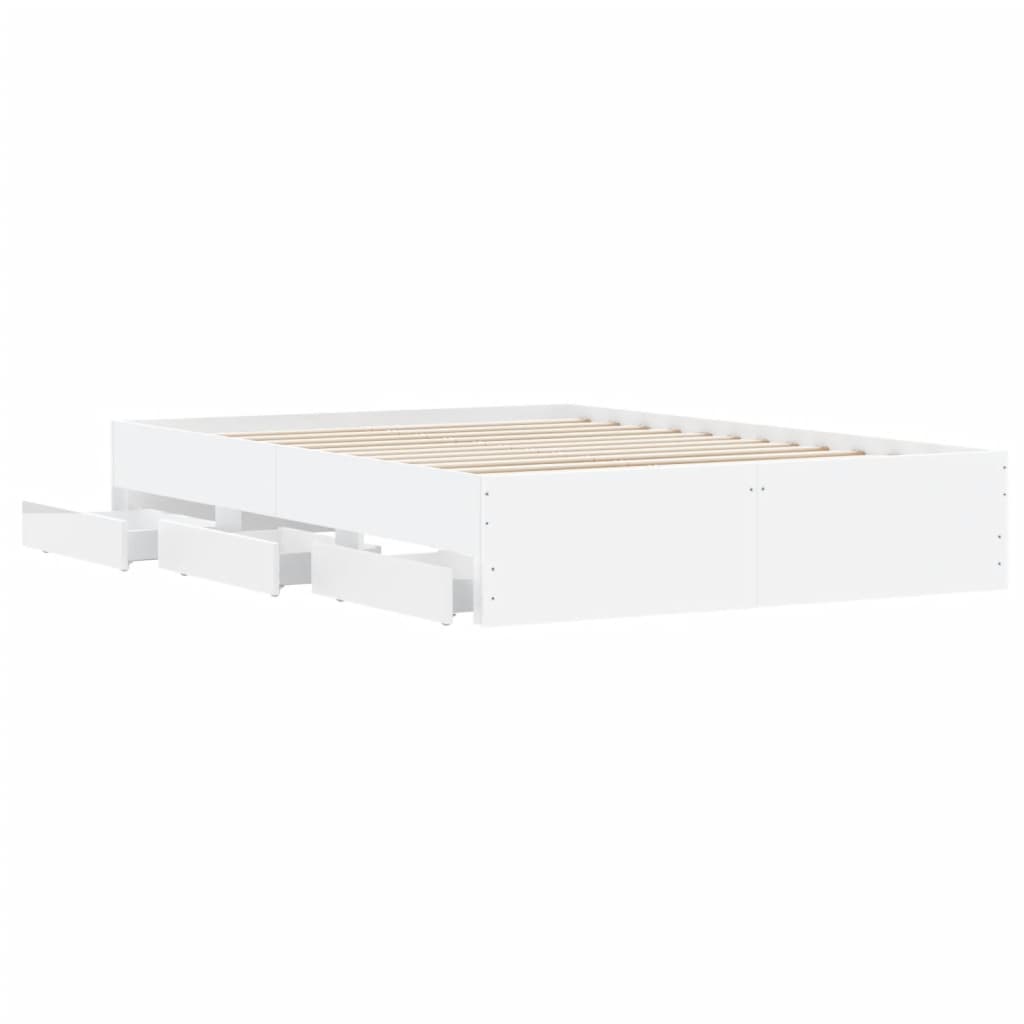 Bedframe met lades bewerkt hout wit 120x190 cm