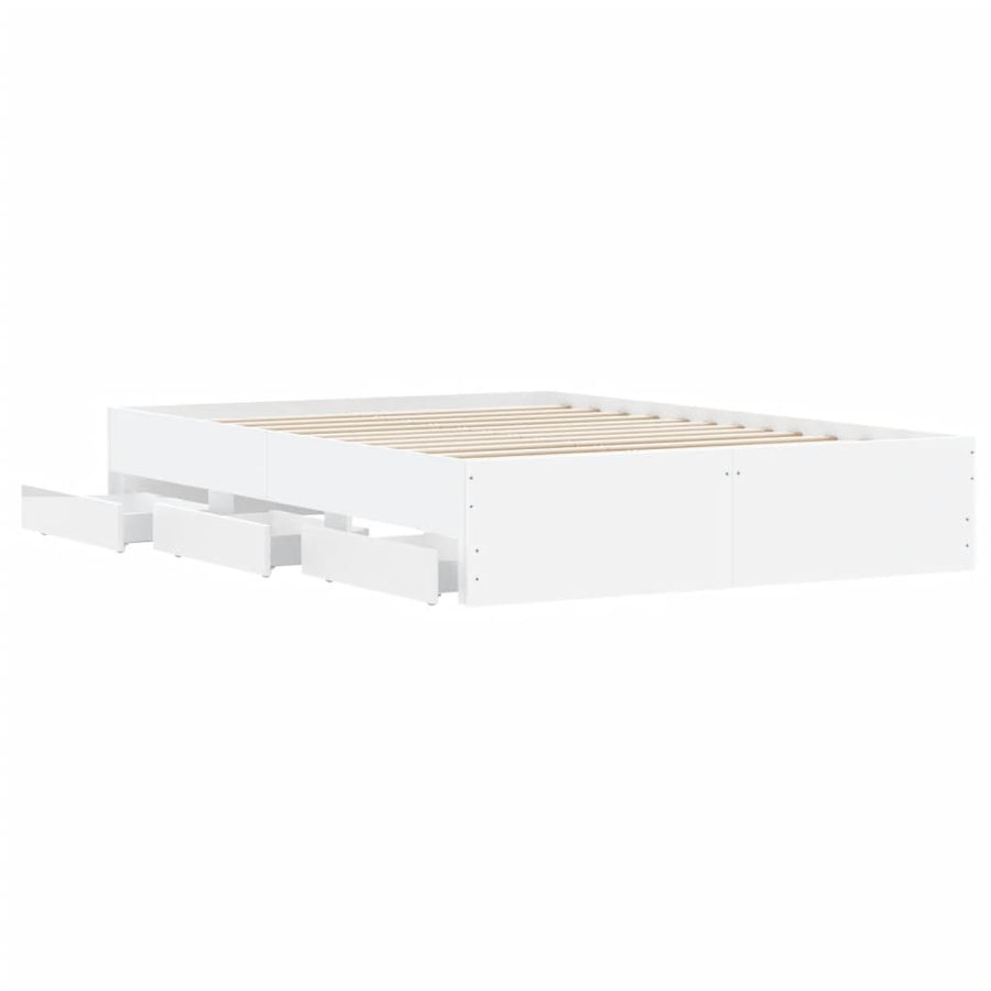 Bedframe met lades bewerkt hout wit 120x190 cm