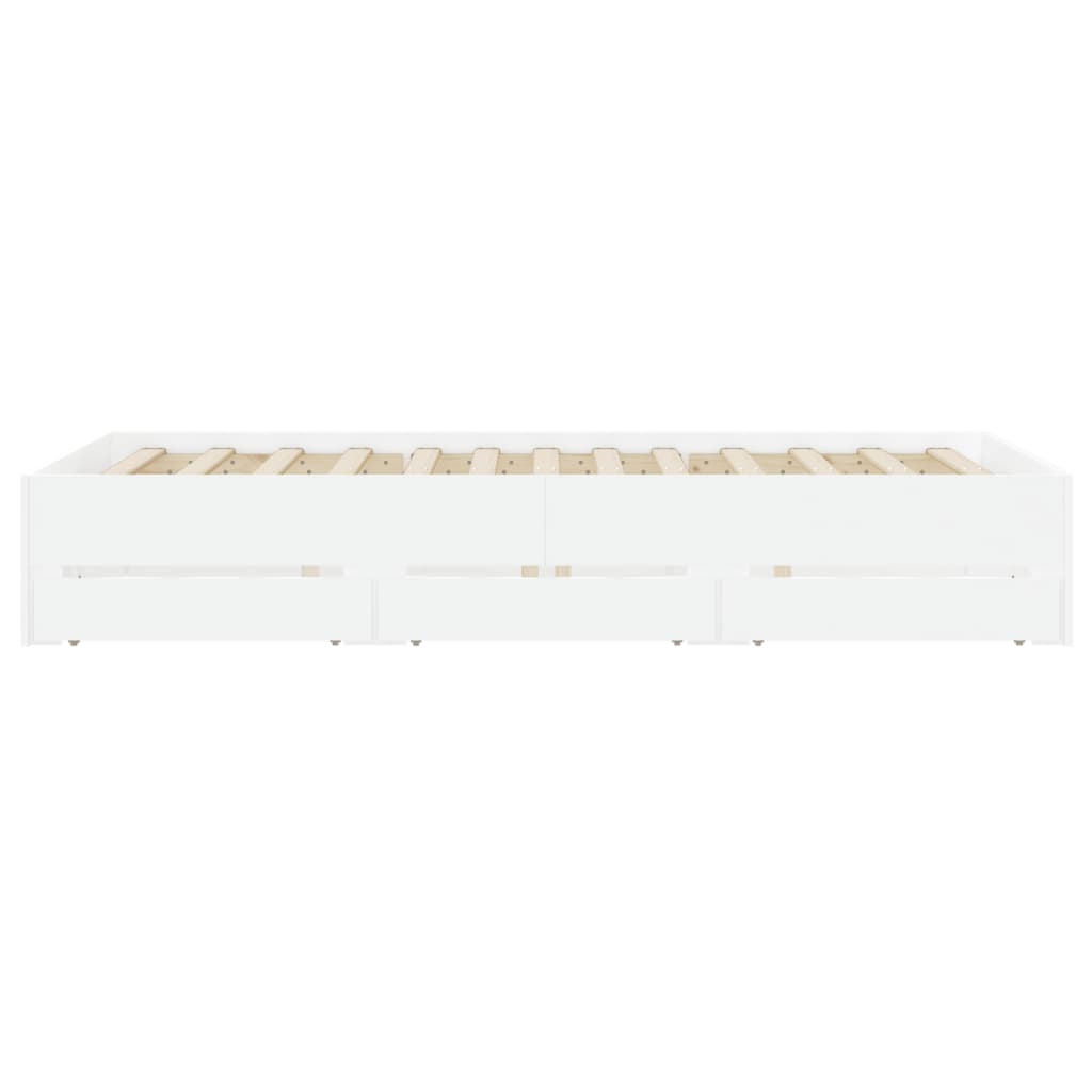 Bedframe met lades bewerkt hout wit 120x190 cm