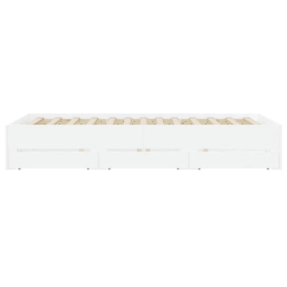 Bedframe met lades bewerkt hout wit 120x190 cm