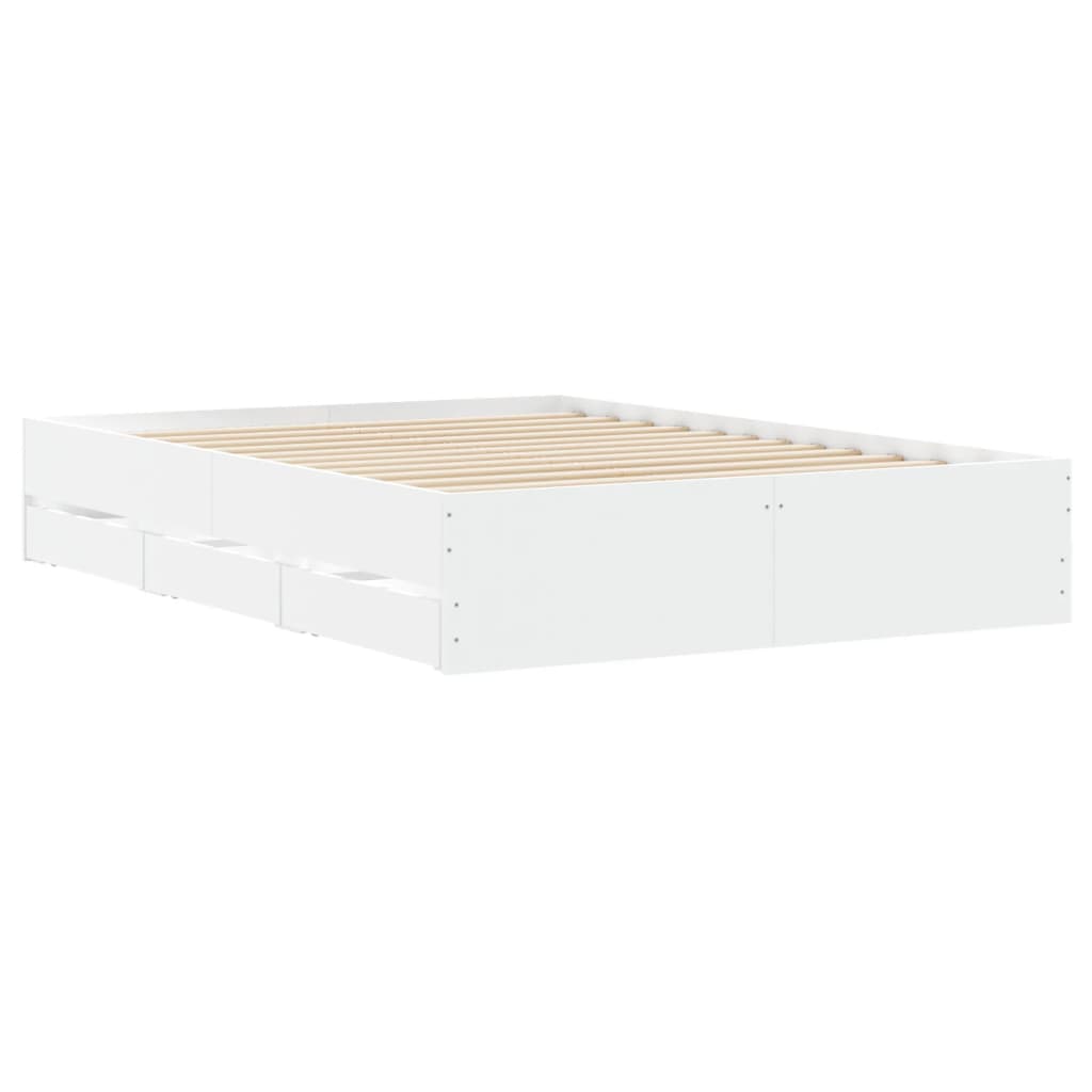 Bedframe met lades bewerkt hout wit 120x190 cm