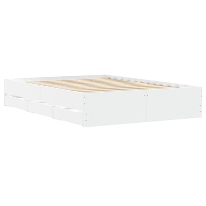 Bedframe met lades bewerkt hout wit 120x190 cm