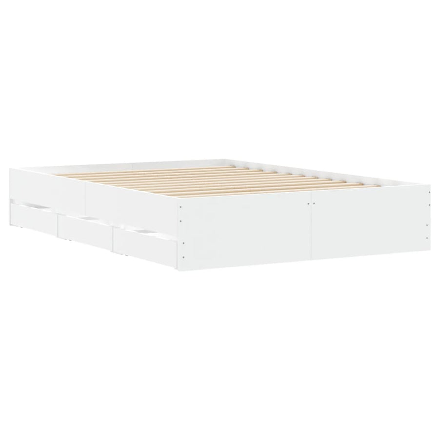 Bedframe met lades bewerkt hout wit 120x190 cm