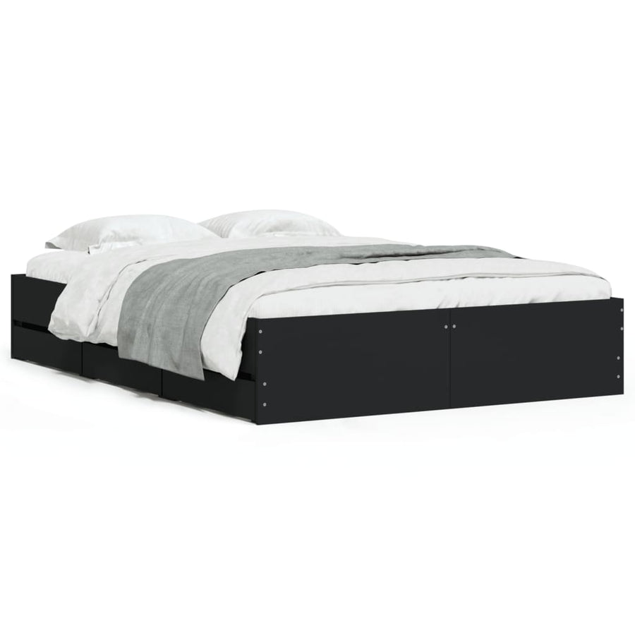 Bedframe met lades bewerkt hout bruin eikenkleurig 120x190 cm