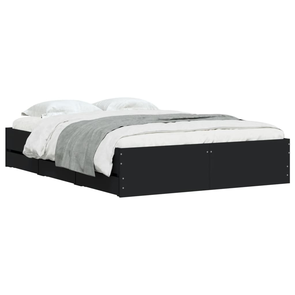 Bedframe met lades bewerkt hout bruin eikenkleurig 120x190 cm