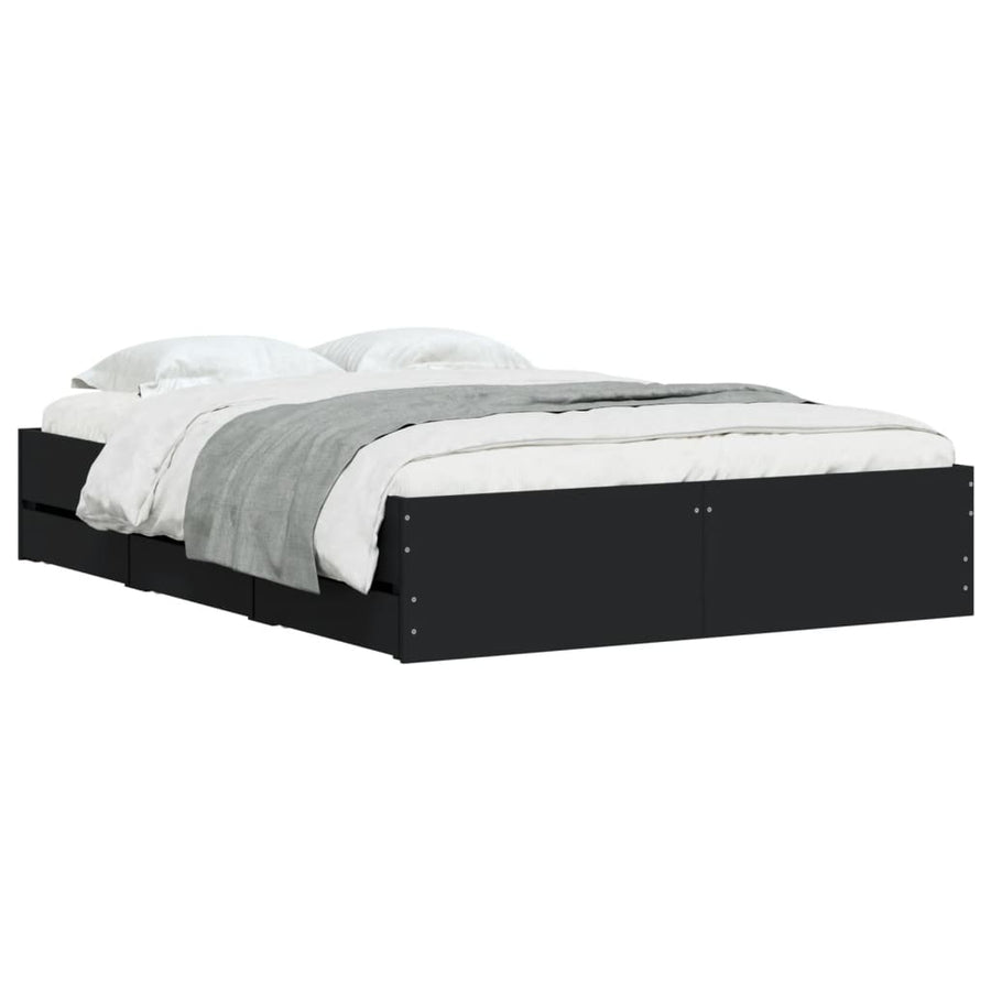 Bedframe met lades bewerkt hout bruin eikenkleurig 120x190 cm