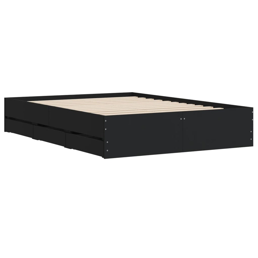 Bedframe met lades bewerkt hout bruin eikenkleurig 120x190 cm