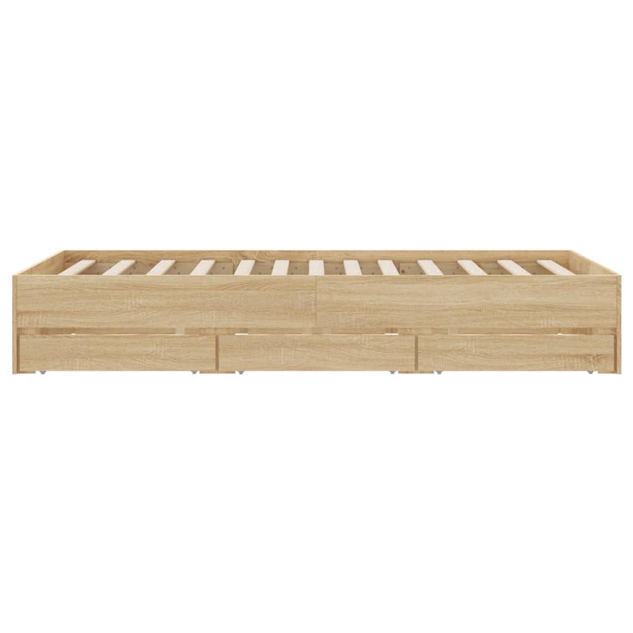 Bedframe met lades bewerkt hout sonoma eikenkleurig 120x190 cm