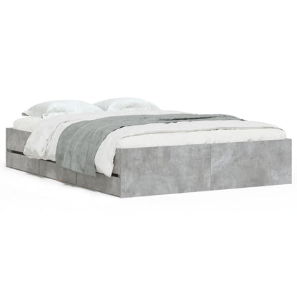 Bedframe met lades bewerkt hout betongrijs 120x190 cm