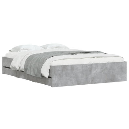 Bedframe met lades bewerkt hout betongrijs 120x190 cm