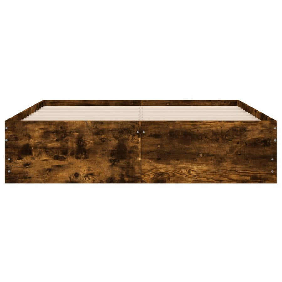 Bedframe met lades bewerkt hout gerookt eikenkleurig 120x190 cm