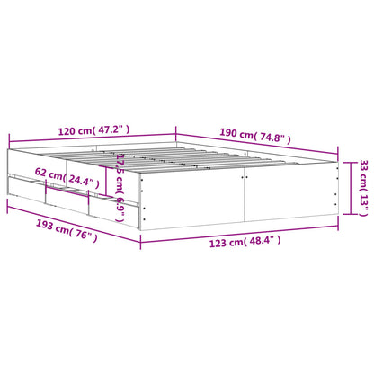 Bedframe met lades bewerkt hout gerookt eikenkleurig 120x190 cm