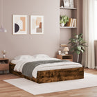 Bed frame with drawers treated wood smoked oak colour 120x190 cm