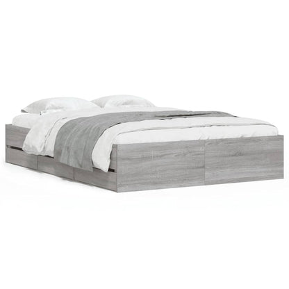 Bedframe met lades bewerkt hout grijs sonoma eiken 120x190 cm