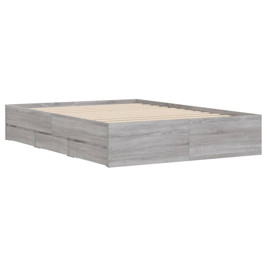 Bedframe met lades bewerkt hout grijs sonoma eiken 120x190 cm