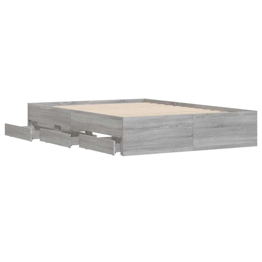 Bedframe met lades bewerkt hout grijs sonoma eiken 120x190 cm