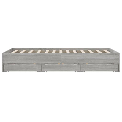 Bedframe met lades bewerkt hout grijs sonoma eiken 120x190 cm