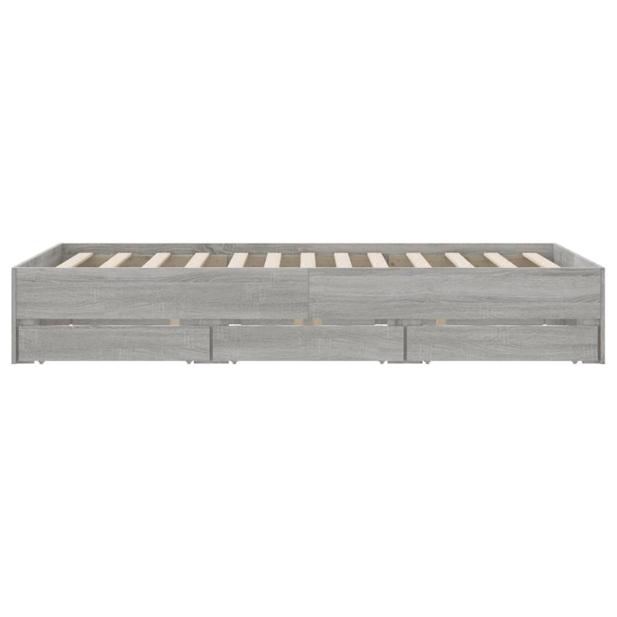 Bedframe met lades bewerkt hout grijs sonoma eiken 120x190 cm