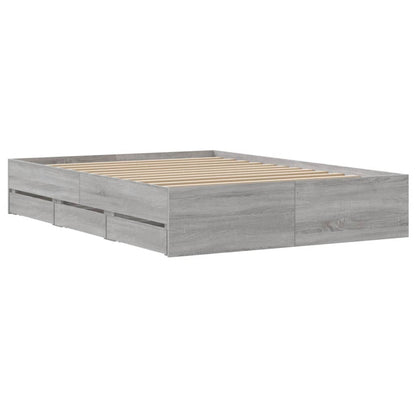 Bedframe met lades bewerkt hout grijs sonoma eiken 120x190 cm
