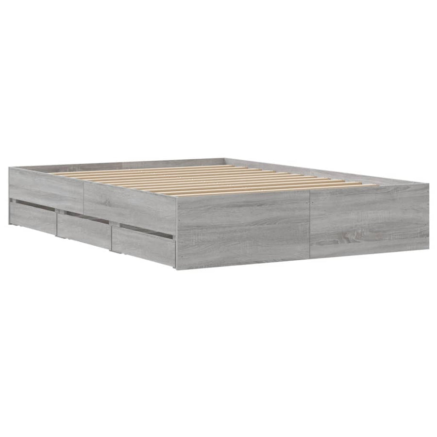 Bedframe met lades bewerkt hout grijs sonoma eiken 120x190 cm