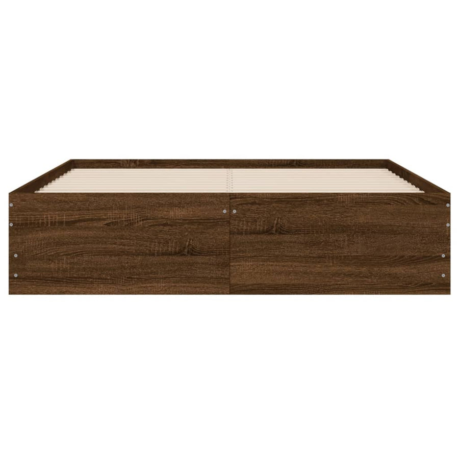 Bedframe met lades bewerkt hout bruin eikenkleurig 120x190 cm
